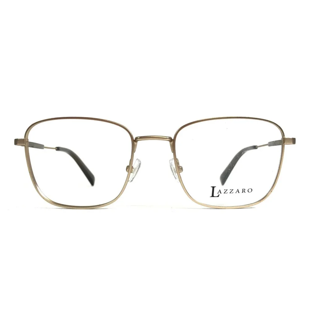 Lazzaro Eyeglasses Frames PIETRO SATIN GOLD Square Wire Rim 51-19-145